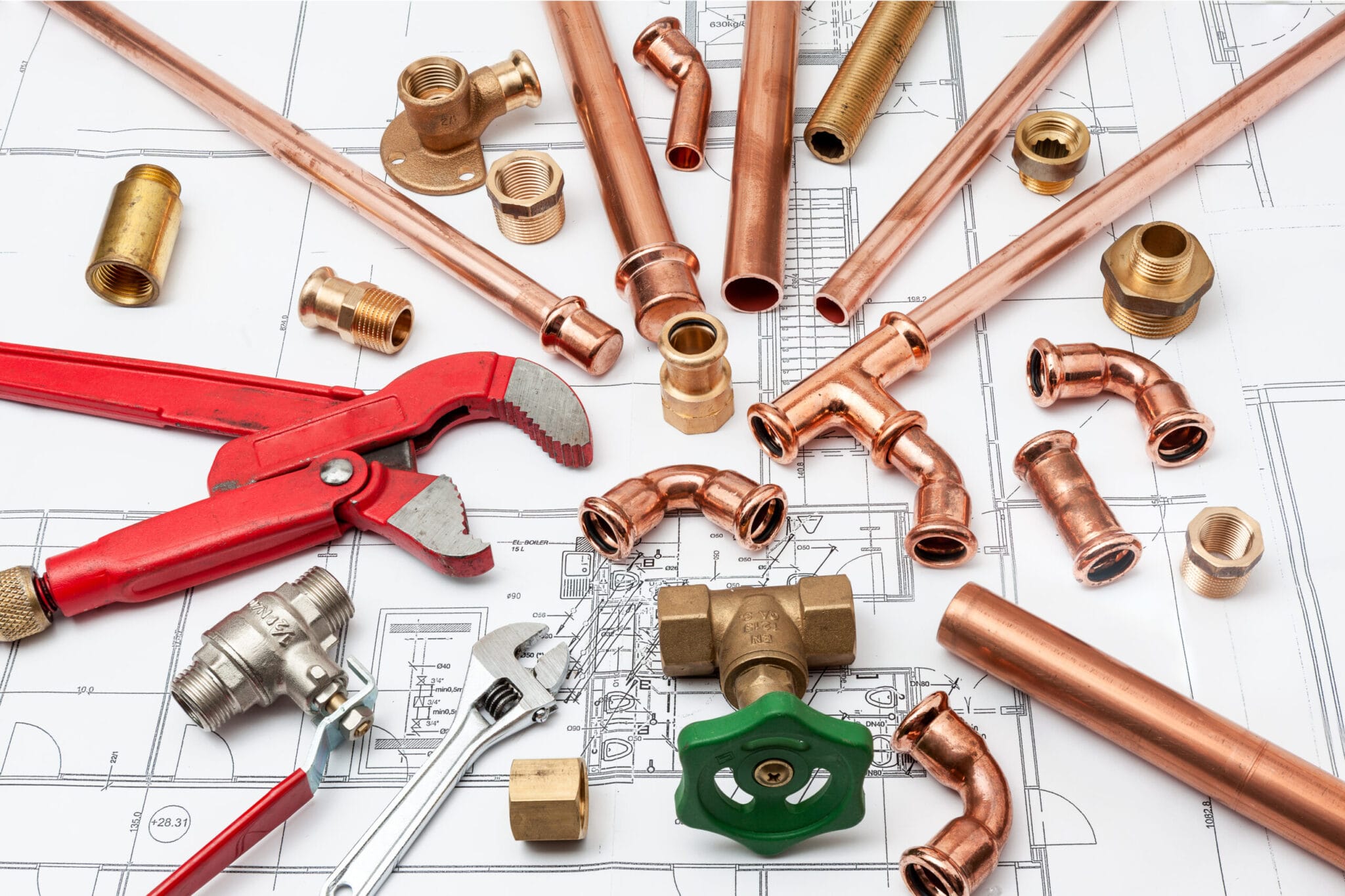 Copper pipe fittings and plumbing parts for Woodstock, Georgia repairs